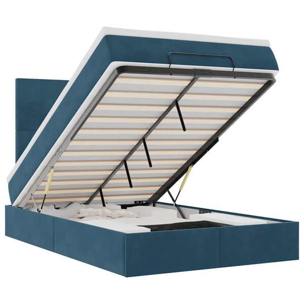 vidaXL Estrutura cama otomana colch&otilde;es 120x200cm veludo azul escuro