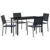 vidaXL Conjunto de Jantar para Jardim 5 unid. Preto Rattan de PE