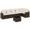 vidaXL 7 pcs conjunto de sof&aacute;s jardim c/ almofad&otilde;es vime PE castanho