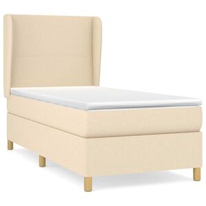 vidaXL Cama com molas/colch&atilde;o 80x200 cm tecido cor cr&egrave;me