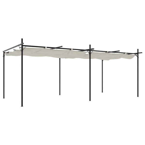 vidaXL P&eacute;rgola com toldo retr&aacute;til 589x292x230 cm cor creme