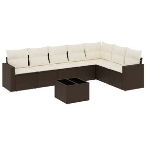 vidaXL 8 pcs conjunto sof&aacute;s de jardim c/ almofad&otilde;es vime PE castanho