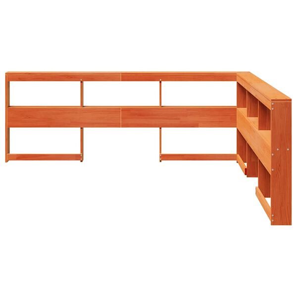 vidaXL Estante cabeceira forma de L 180 cm pinho maci&ccedil;o castanho-mel