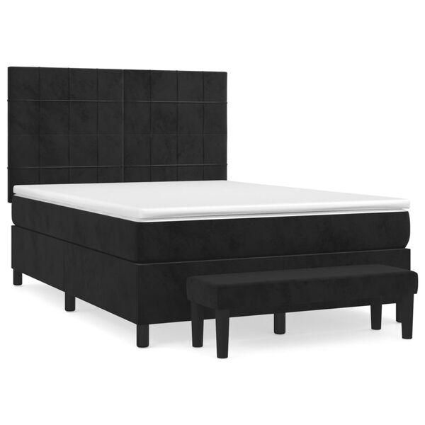 vidaXL Cama com molas/colch&atilde;o 140x190 cm veludo preto