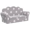 vidaXL Sof&aacute;-cama infantil 2 lugares c/ estrelas pel&uacute;cia cinzento-claro