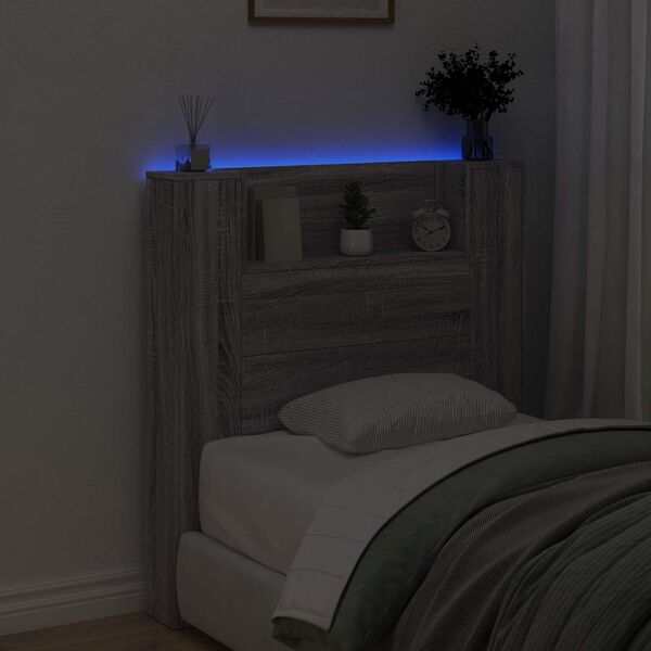 vidaXL Cabeceira Cinza Sonoma 100 x 16,5 x 103,5 cm Madeira processada