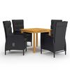 vidaXL 5 pcs conjunto de jantar para jardim preto