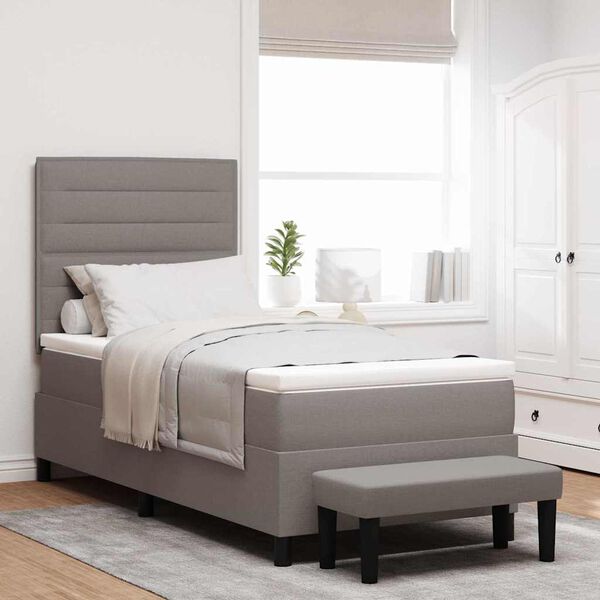 vidaXL Cama Box com colch&atilde;o Cinzento-acastanhado 90 x 200 cm tecido