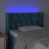 vidaXL Cabeceira de cama c/ luzes LED veludo 83x16x78/88cm azul-escuro