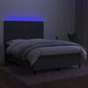 vidaXL Cama box spring c/ colch&atilde;o e LED 140x190 cm tecido cinza-escuro