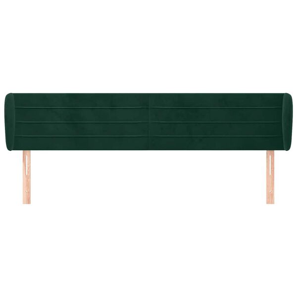 vidaXL Cabeceira de cama c/ abas veludo 183x23x78/88cm verde-escuro