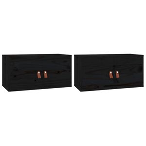 vidaXL Arm&aacute;rios de parede 2 pcs 60x30x30 cm pinho maci&ccedil;o preto