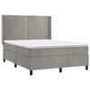 vidaXL Cama box spring c/ colch&atilde;o/LED 140x190 cm veludo cinzento