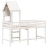 vidaXL Cama alta c/ escada e telhado 90x190 cm pinho maci&ccedil;o branco