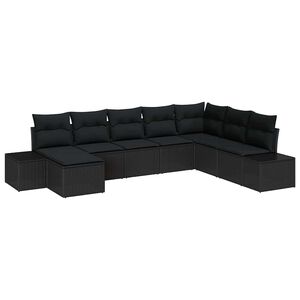 vidaXL Conjunto de Sof&aacute; de Jardim com almofada 8 pcs Preto vime PE