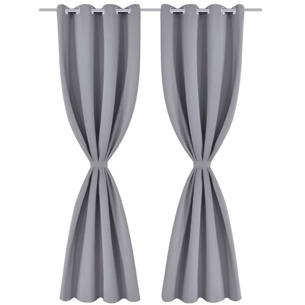 Cortinas opacas com an&eacute;is met&aacute;licos, cinzento, 2 pcs,135 x 245 cm
