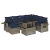 vidaXL Conjunto de sof&aacute; de jardim com 8 pe&ccedil;as e almofadas em rattan sint&eacute;tico cinza