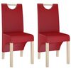 vidaXL Cadeiras de jantar 2 pcs couro artificial vermelho-tinto