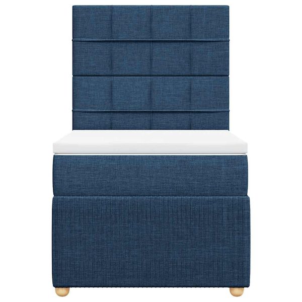 vidaXL Cama com molas/colch&atilde;o 90x190 cm tecido azul