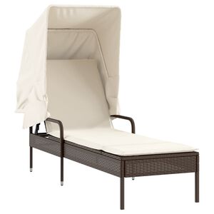 vidaXL Espregui&ccedil;adeira com toldo vime PE castanho