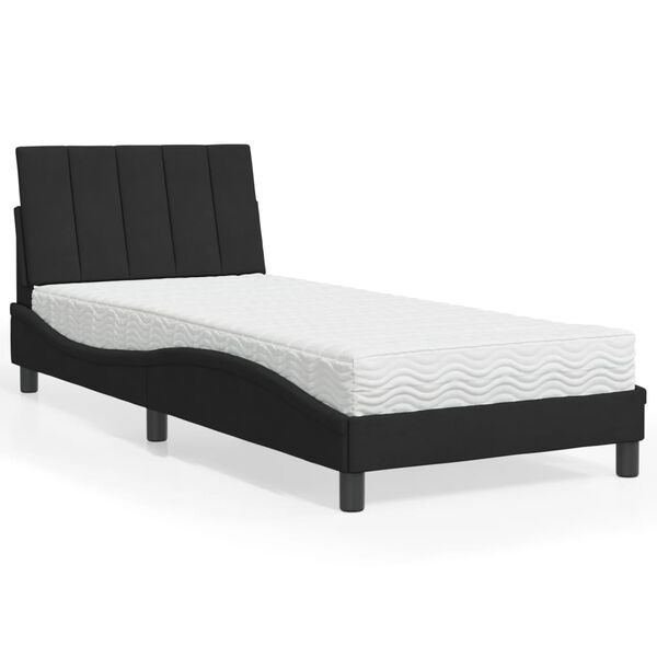 vidaXL Cama com colch&atilde;o Hanko 80x200 cm veludo preto