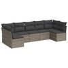 vidaXL 7 pcs conjunto sof&aacute;s p/ jardim c/ almofad&otilde;es vime PE cinzento