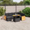 vidaXL 8 pcs conjunto sof&aacute;s de jardim com almofad&otilde;es vime PE preto