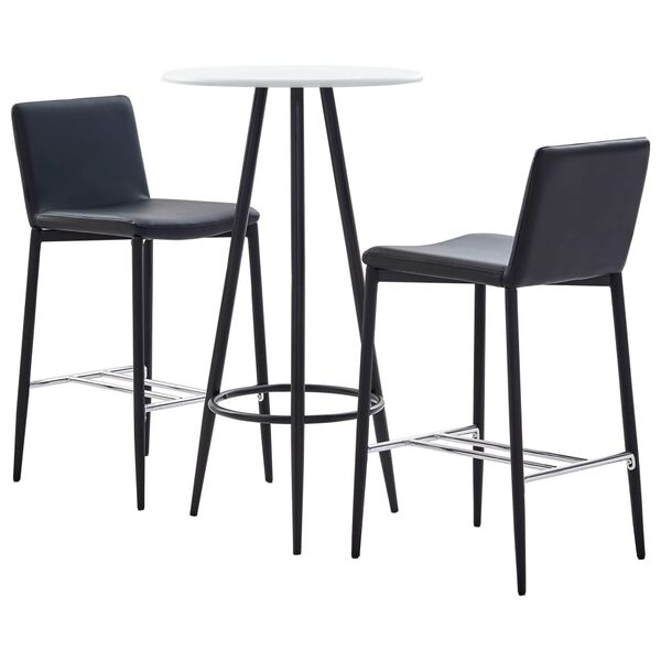 vidaXL 3 pcs conjunto de bar couro artificial preto