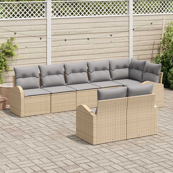 vidaXL Conjunto de Sof&aacute; de Jardim 8 pcs vime PE