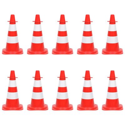 vidaXL Conjunto de cones com corrente de 10 m vermelho e branco