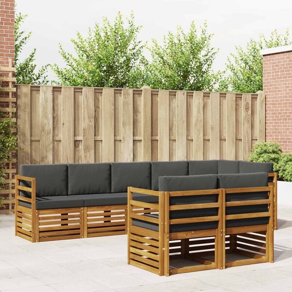 vidaXL Conjuntos de sof&aacute;s com almofada 8 pcs Natural e Antracite