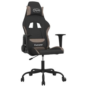 vidaXL Cadeira de gaming tecido preto e cinzento-acastanhado