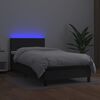 vidaXL Cama box spring c/ colchão/LED 80x200 cm couro artificial preto