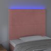vidaXL Cabeceira de cama c/ luzes LED veludo 80x5x118/128 cm rosa