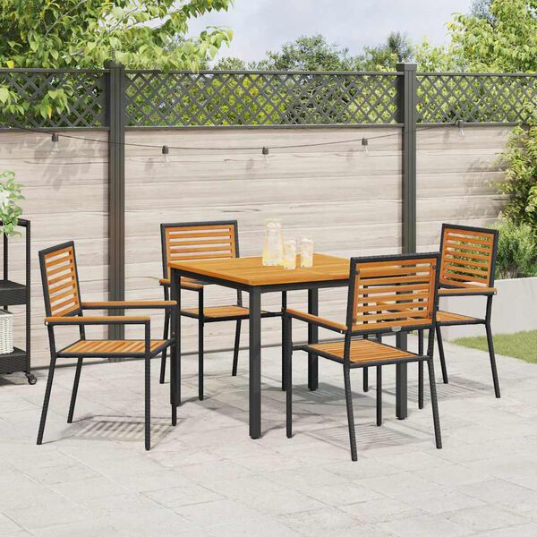 vidaXL Conjunto de Jantar para Jardim 5 pcs Preto 90 x 90 x 75 cm