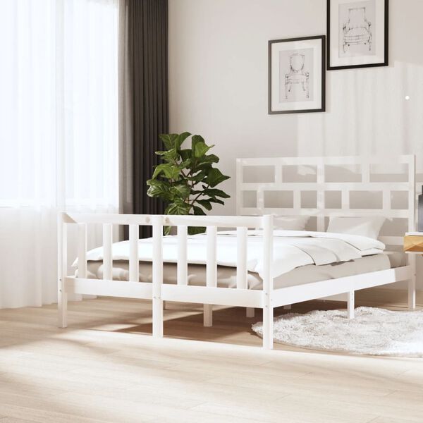 vidaXL Estrutura de cama 160x200 cm madeira de pinho maciça branco