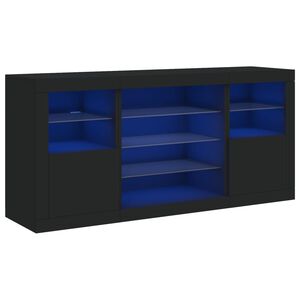 vidaXL Aparador com luzes LED 142,5x37x67 cm preto