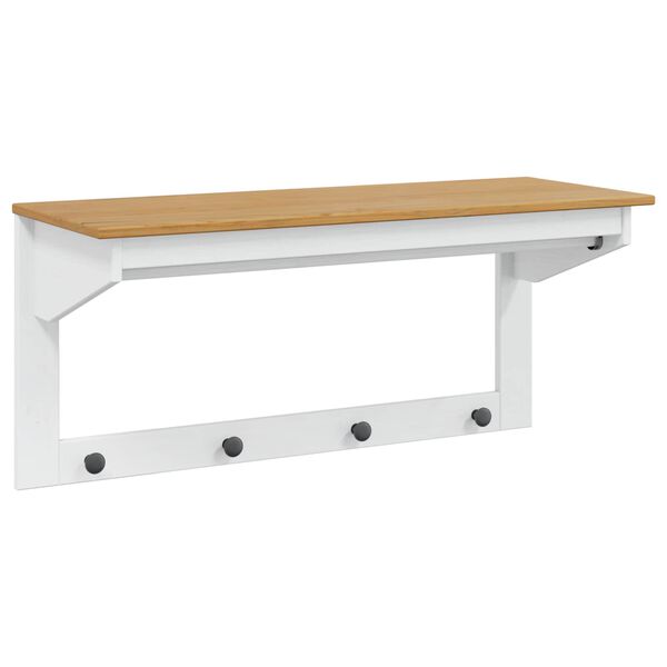 vidaXL Cabideiro Hill Branco e Marrom Mel 90 x 35 x 41.5 cm