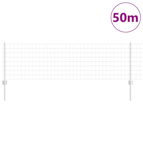vidaXL Cerca com Poste Prateado 0,6 x 50 m A&ccedil;o