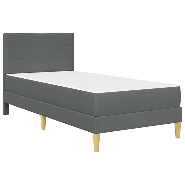 vidaXL Estrutura de cama com colch&atilde;o Cinza Escuro 90 x 190 cm tecido