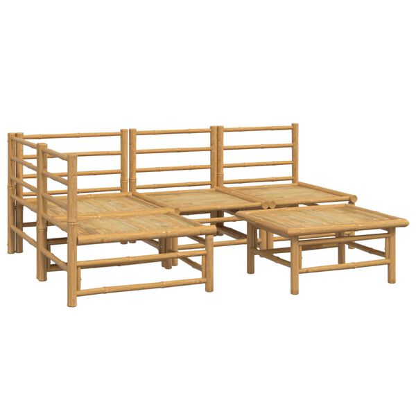 vidaXL 5 pcs conj. lounge de jardim bambu c/ almofadões cinzento-claro