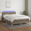 vidaXL Cama box spring colch&atilde;o/LED 140x200 cm tecido cinza-acastanhado