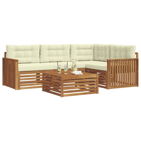 vidaXL Conjunto de Sof&aacute;s para Exterior 5 pcs Natural e Creme