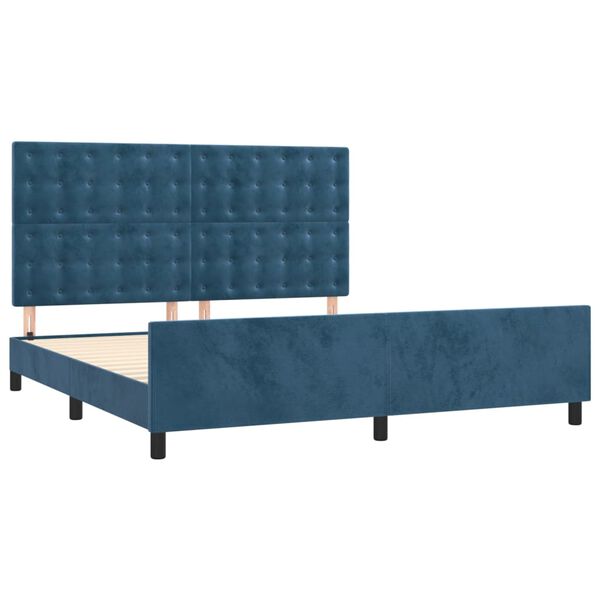 vidaXL Estrutura de cama sem colchão 160x200 cm veludo azul-escuro