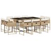 vidaXL 11 pcs conjunto de jantar p/ jardim com almofad&otilde;es vime PE bege