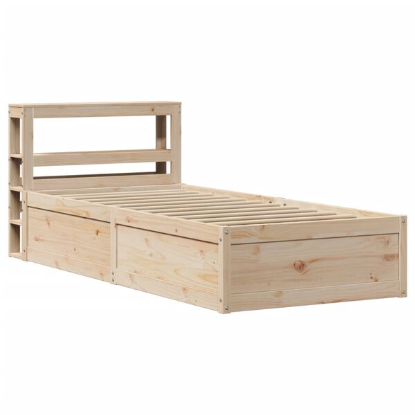vidaXL Estrutura de cama com cabeceira 90x190 cm pinho maciço
