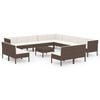 vidaXL 14 pcs conjunto lounge jardim c/ almofad&otilde;es vime PE castanho