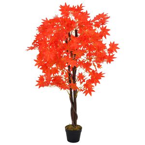 vidaXL Planta bordo artificial com vaso vermelho 120 cm