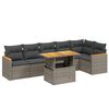 vidaXL 7 pcs conjunto sof&aacute;s p/ jardim c/ almofad&otilde;es vime PE cinzento