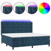 vidaXL Cama box spring c/ colch&atilde;o/LED 200x200 cm veludo azul-escuro